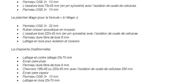 Prix pour kit ossature bois